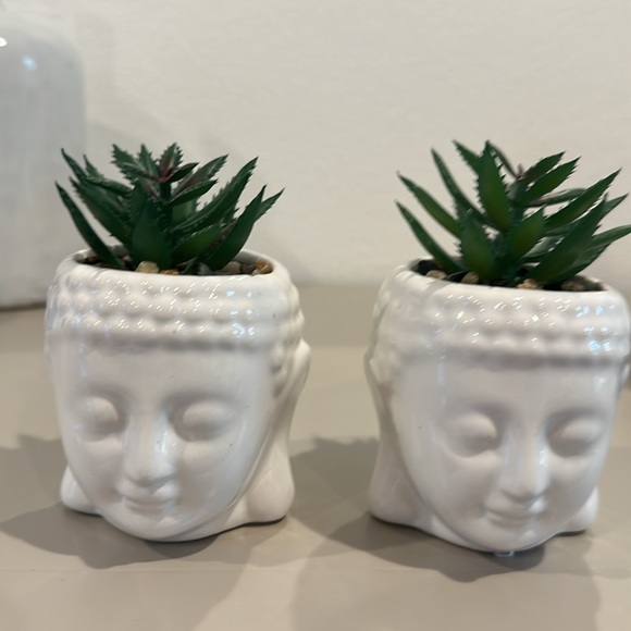 Set of 2 Succulent Buddha Planters New - Picture 3 of 11